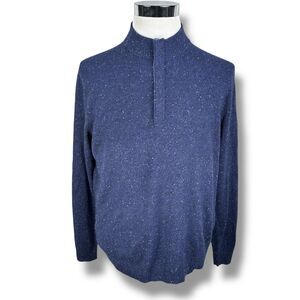 Johnnie-O Essex 1/4 Zip Sweater Men’s Medium Blue Speckle 100% Cashmere Pullover